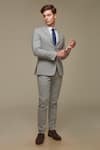 Shop_Sven suits_Gray Polywool Pinstripe Grey Blazer And Pant Set _at_Aza_Fashions