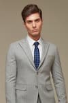 Sven suits_Gray Polywool Pinstripe Grey Blazer And Pant Set _Online_at_Aza_Fashions