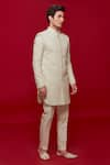 Shop_Sven suits_Ivory Rayon Embroidery Diamond Sherwani With Pant _Online_at_Aza_Fashions