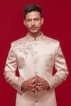 Shop_Sven suits_Pink Faux Satin Silk Embroidery Floral Placement Sherwani With Pant _Online_at_Aza_Fashions