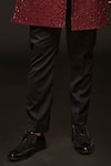 Sven suits_Red Silk Embroidery Geometric Abstract Sherwani With Pant _Online_at_Aza_Fashions