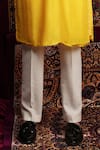 Sven suits_Yellow Faux Silk Embroidery Floral Vine Lazer Flower Pattern Bundi Kurta Set _at_Aza_Fashions