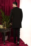 Shop_Sven suits_Black Polyester Stretch Embellished Bead Geometric Sherwani With Pant _at_Aza_Fashions