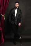 Buy_Sven suits_Black Polyester Viscose Embellished Bead Geometric Tuxedo Set _Online_at_Aza_Fashions