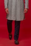 Buy_Sven suits_Blue Faux Silk Embroidered Thread Chevron Jacket Pant Set _Online_at_Aza_Fashions