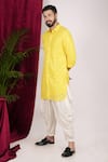 Sven suits_Yellow Georgette Embroidery Mirror Work Kurta And Patiala Pant Set _Online_at_Aza_Fashions