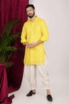 Buy_Sven suits_Yellow Georgette Embroidery Mirror Work Kurta And Patiala Pant Set _Online_at_Aza_Fashions