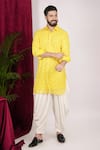 Buy_Sven suits_Yellow Georgette Embroidery Mirror Work Kurta And Patiala Pant Set 