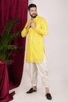 Shop_Sven suits_Yellow Georgette Embroidery Mirror Work Kurta And Patiala Pant Set 