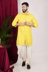 Buy_Sven suits_Yellow Georgette Embroidery Mirror Work Kurta And Patiala Pant Set _at_Aza_Fashions