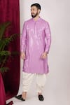 Buy_Sven suits_Purple Georgette Embroidery Mirror Kurta And Patiala Pant Set _at_Aza_Fashions