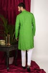 Shop_Sven suits_Green Faux Silk Embroidery Mirror Geometric Kurta Set _at_Aza_Fashions