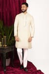 Buy_Sven suits_Cream Faux Silk Embroidery Mirror Scattered Kurta Set 