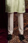 Shop_Sven suits_Green Faux Silk Embroidery Thread Mirror Hand Kurta Set 