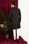 Shop_Sven suits_Black Faux Silk Embroidery Mirror Geometric Hand Kurta Set _at_Aza_Fashions