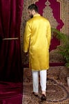 Shop_Sven suits_Yellow Faux Silk Embroidery Thread Paisley Kurta Set _at_Aza_Fashions