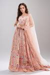 Buy_Aisha Rao_Peach Satin Silk Embroidered Floral Sweetheart Lehenga Set _at_Aza_Fashions