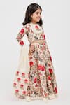 Mamma Plz_Ivory Handwoven Chanderi Printed Floral Lehenga Set _Online_at_Aza_Fashions