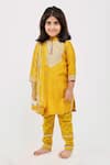 Buy_Mamma Plz_Yellow Handwoven Chanderi Embroidery Dori Ambrosia Kurta Set _at_Aza_Fashions