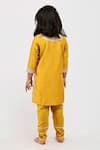 Shop_Mamma Plz_Yellow Handwoven Chanderi Embroidery Dori Ambrosia Kurta Set _at_Aza_Fashions