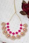 BAUBLE BAZAAR_Multi Color Silk Thread Baby Blue Lotus Necklace _Online_at_Aza_Fashions