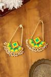 Buy_Bauble Bazaar_Green Pearls, Embroidery Tassel Bali Drop Earrings _at_Aza_Fashions