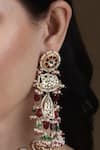 Buy_Dugran By Dugristyle_Red Kundan Embellished Fish Tassel Earrings _at_Aza_Fashions