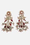 Dugran By Dugristyle_Red Kundan Embellished Fish Tassel Earrings _Online_at_Aza_Fashions