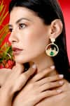 Buy_Dugran By Dugristyle_Green Natural Stones Sanwarna Embellished Textured Drop Earrings _at_Aza_Fashions