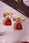 Shop_Dugran By Dugristyle_Red Natural Stones Rang-e-hawa Embellished Earrings _Online_at_Aza_Fashions