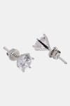 Shop_Dugran By Dugristyle_Silver Plated American Diamond Dhatu Solitaire Stud Earrings _Online_at_Aza_Fashions