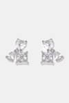 Dugran By Dugristyle_Silver Plated American Diamond Sikka Cluster Earrings _Online_at_Aza_Fashions