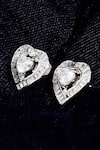 Shop_Dugran By Dugristyle_Silver Plated American Diamond Kali Heart Stud Earrings _at_Aza_Fashions