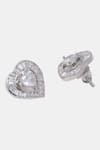 Buy_Dugran By Dugristyle_Silver Plated American Diamond Kali Heart Stud Earrings _Online_at_Aza_Fashions