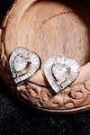 Dugran By Dugristyle_Silver Plated American Diamond Kali Heart Stud Earrings _at_Aza_Fashions