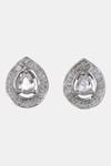 Dugran By Dugristyle_Silver Plated American Diamond Khushboo Pear Stud Earrings _Online_at_Aza_Fashions