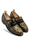 Shop_LOVEY_Gold Lucifer Croc Skin Design Shoes _at_Aza_Fashions