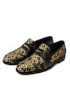 Shop_LOVEY_Gold Lucifer Croc Skin Design Shoes _Online_at_Aza_Fashions