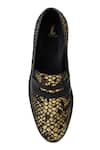 LOVEY_Gold Lucifer Croc Skin Design Shoes _at_Aza_Fashions