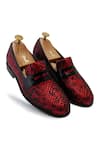 Shop_LOVEY_Red Lucifer Crocodile Skin Design Shoes _at_Aza_Fashions