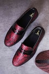 LOVEY_Red Lucifer Crocodile Skin Design Shoes _Online_at_Aza_Fashions