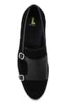 LOVEY_Black Charles Croc Skin Monk Strap Shoes _Online_at_Aza_Fashions