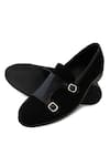 Shop_LOVEY_Black Charles Croc Skin Monk Strap Shoes _Online_at_Aza_Fashions