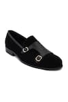 LOVEY_Black Charles Croc Skin Monk Strap Shoes _at_Aza_Fashions