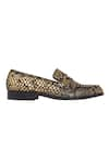 LOVEY_Gold Oscar Croc Skin Design Shoes _at_Aza_Fashions