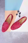 Buy_LOVEY_Maroon Jack Stud Embellished Monk Strap Shoes _at_Aza_Fashions