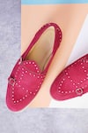 Buy_LOVEY_Maroon Jack Stud Embellished Monk Strap Shoes _Online_at_Aza_Fashions