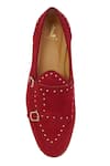 Shop_LOVEY_Maroon Jack Stud Embellished Monk Strap Shoes 