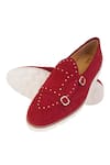 Buy_LOVEY_Maroon Jack Stud Embellished Monk Strap Shoes _Online