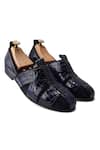 Shop_LOVEY_Blue Martin Textured Pattern Slip On Shoes _at_Aza_Fashions